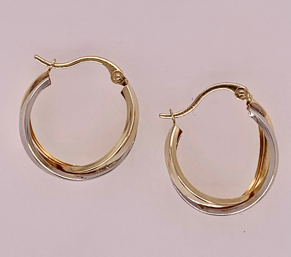 14K Two Tone Hoop Earrings