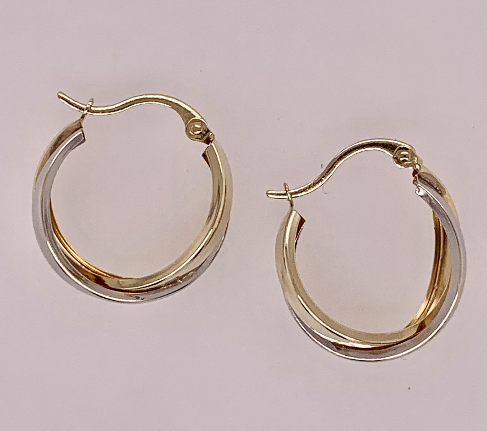 14K Two Tone Hoop Earrings