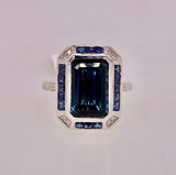 14K Blue Topaz Sapphire Diamond Ring