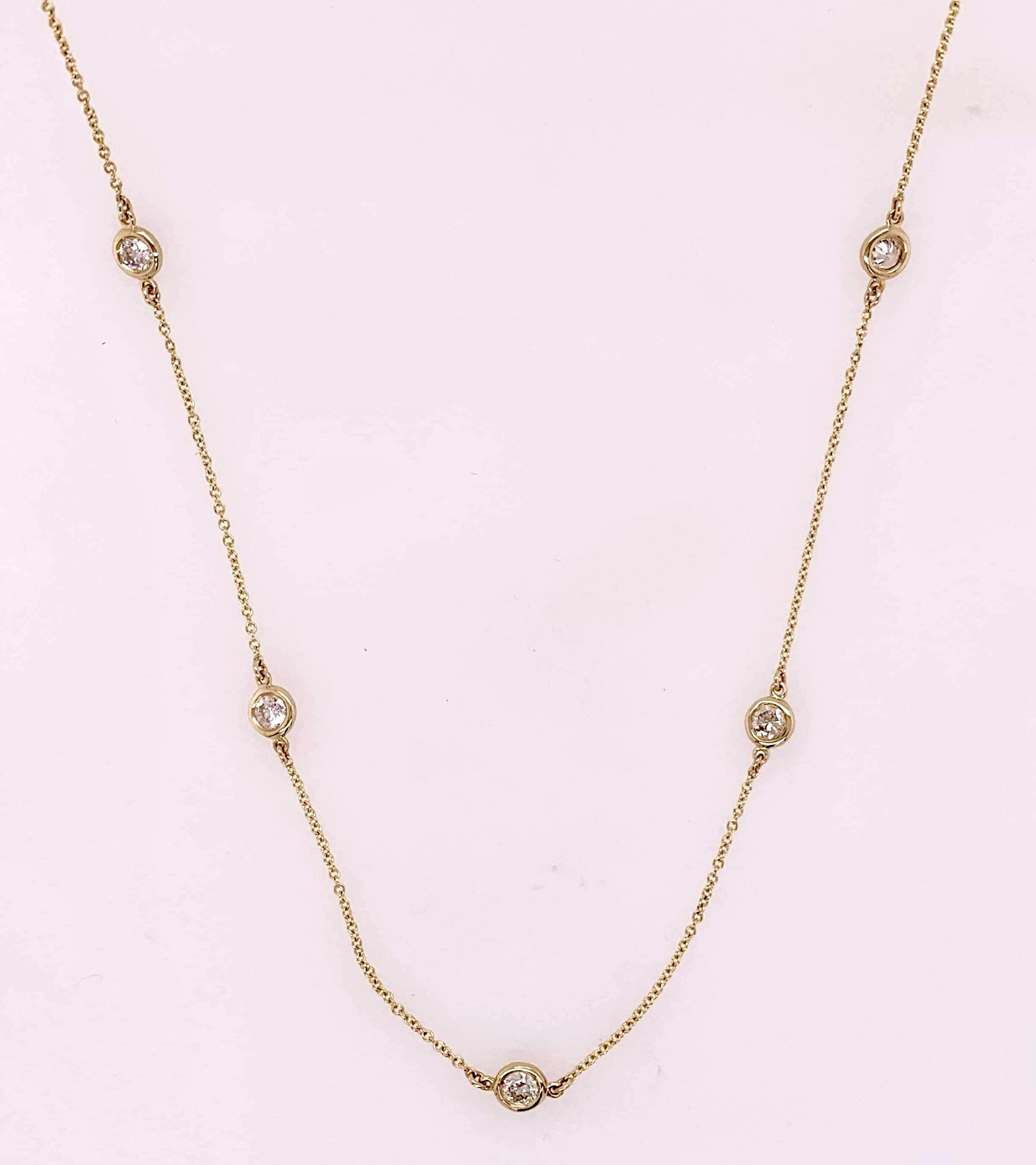 14K Diamond Station Necklace