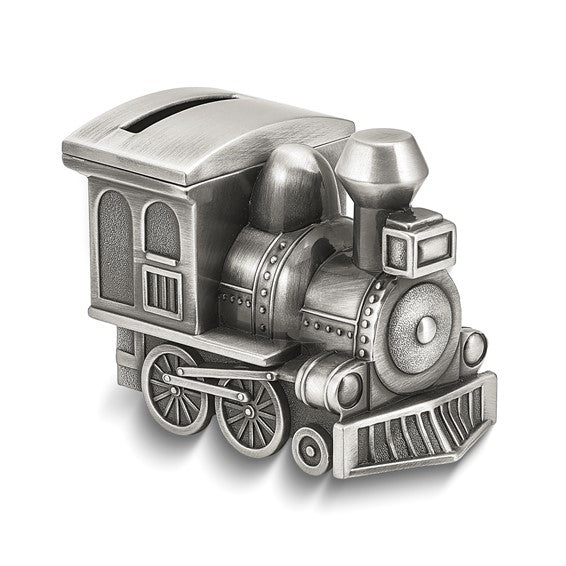 Pewter-tone Finish Metal Small Train Bank