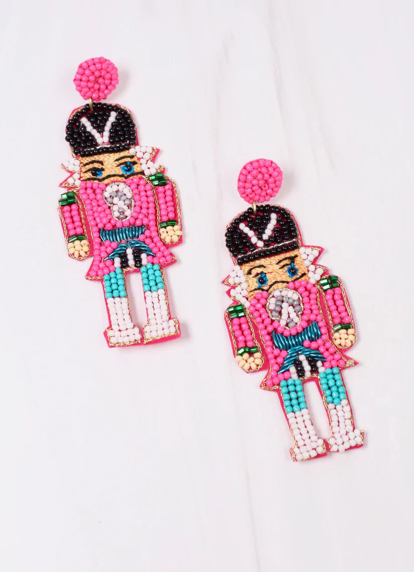 Pink Sargeant Nutcracker Earring