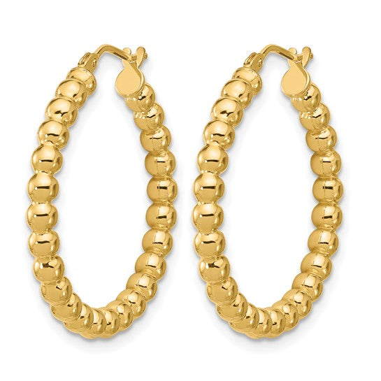 14K Beaded Hoop Earrings