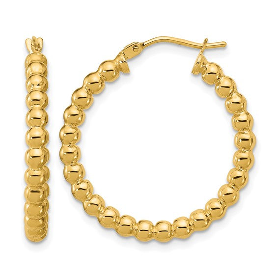 14K Beaded Hoop Earrings
