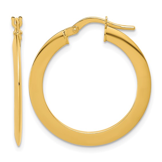 14K Flat Tube Hoop Earrings