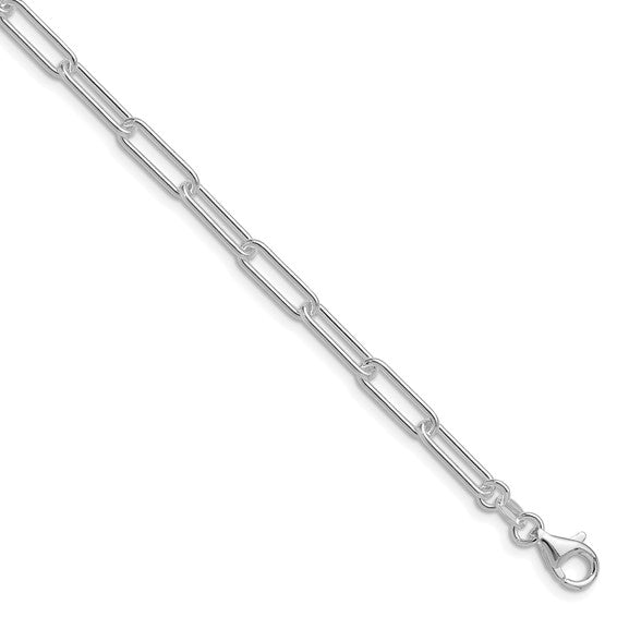 Sterling Silver Rhodium-plated Polished Paperclip Bracelet