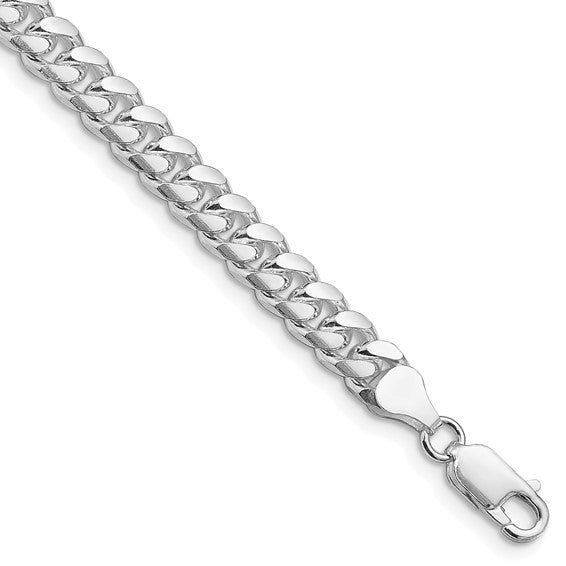 Men's Sterling Silver Rhodium-plated Domed Curb Chain Bracelet