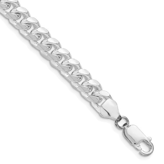 Men's Sterling Silver Rhodium-plated Domed Curb Chain Bracelet