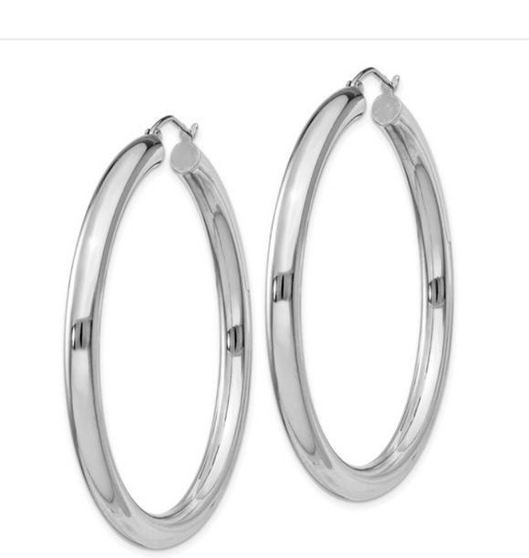 Sterling Silver Rhodium Hoop Earrings