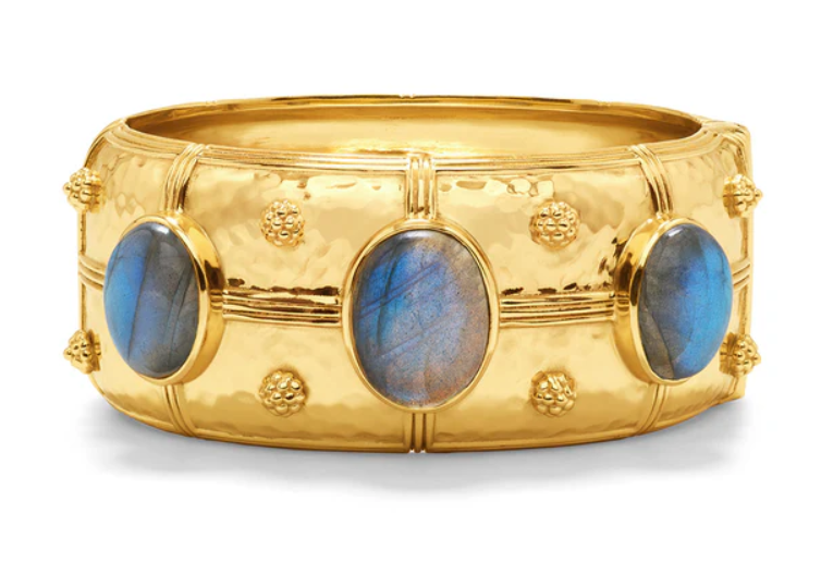 Cleopatra Grande Hinged Bangle - Gold/Blue Labradorite