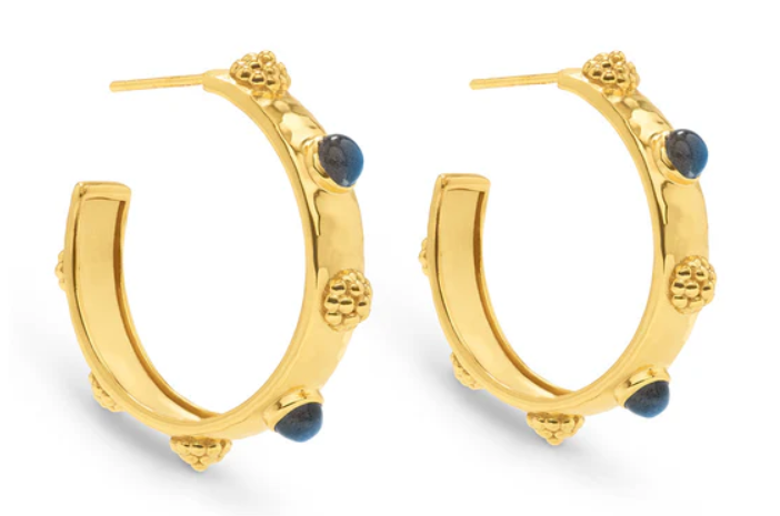 Cleopatra Hoop Earrings - Gold/Blue Labradorite