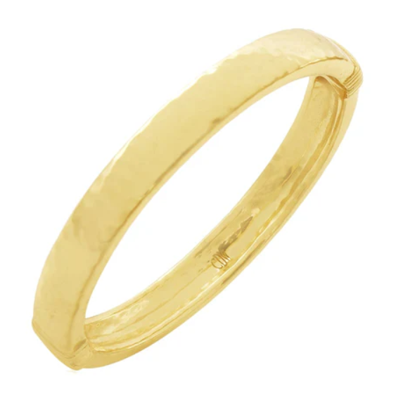 Cleopatra Oval Hinged Bangle- Gold