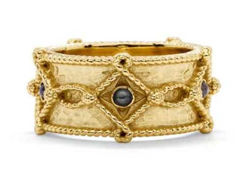 Victoria Ring Band- Gold/Blue Labradorite