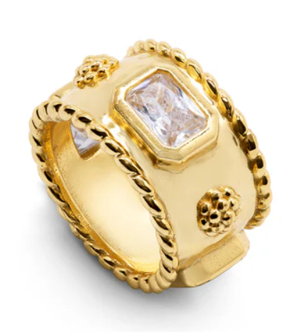 Berry Hammered Band- Gold/Cubic Zirconia