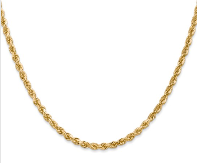 14K 3mm Diamond-cut Rope Chain