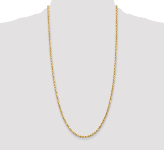 14K 3mm Diamond-cut Rope Chain