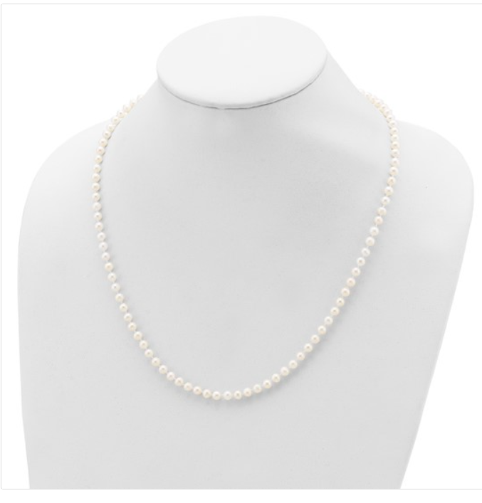 Sterling Silver Rhodium 4-5mm White FWC Pearl Necklace