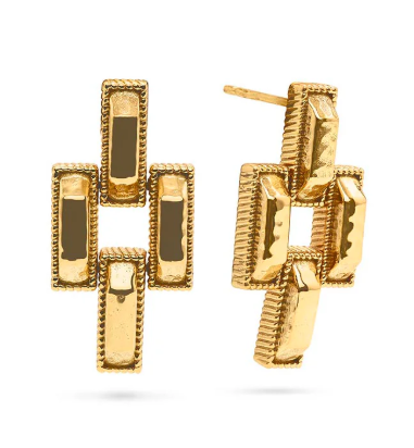 Pathway Post Small Link Earrings - Gold