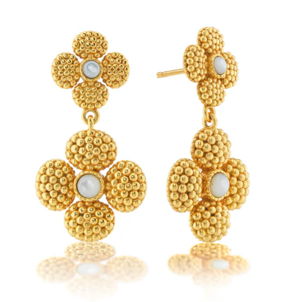 Berry Clover Convertible Duo Earrings - MOP