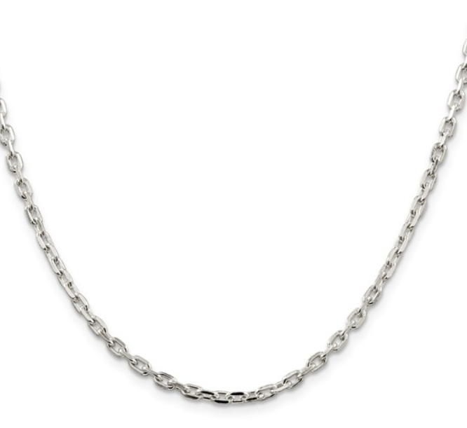 Sterling Beveled Oval Cable Chain