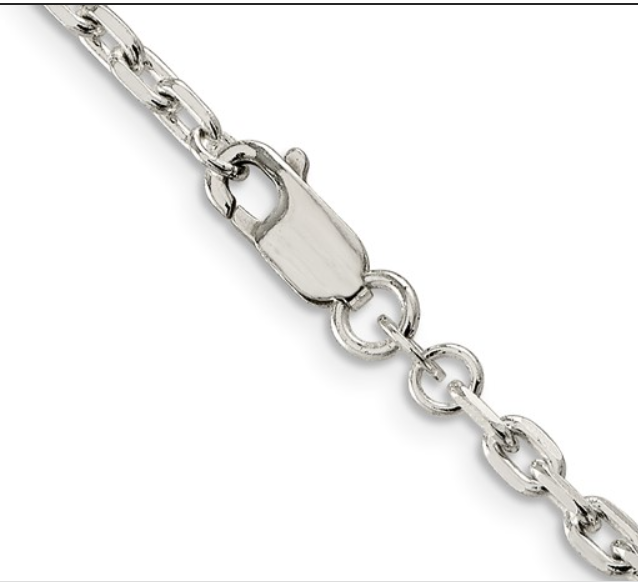 Sterling Beveled Oval Cable Chain