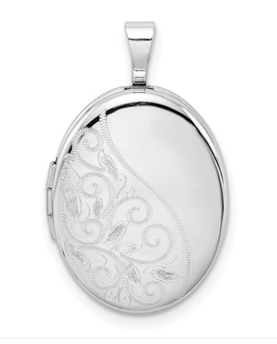 Sterling Silver Swirls Oval Locket