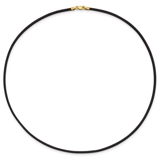 14k 20" Black Leather Cord Necklace