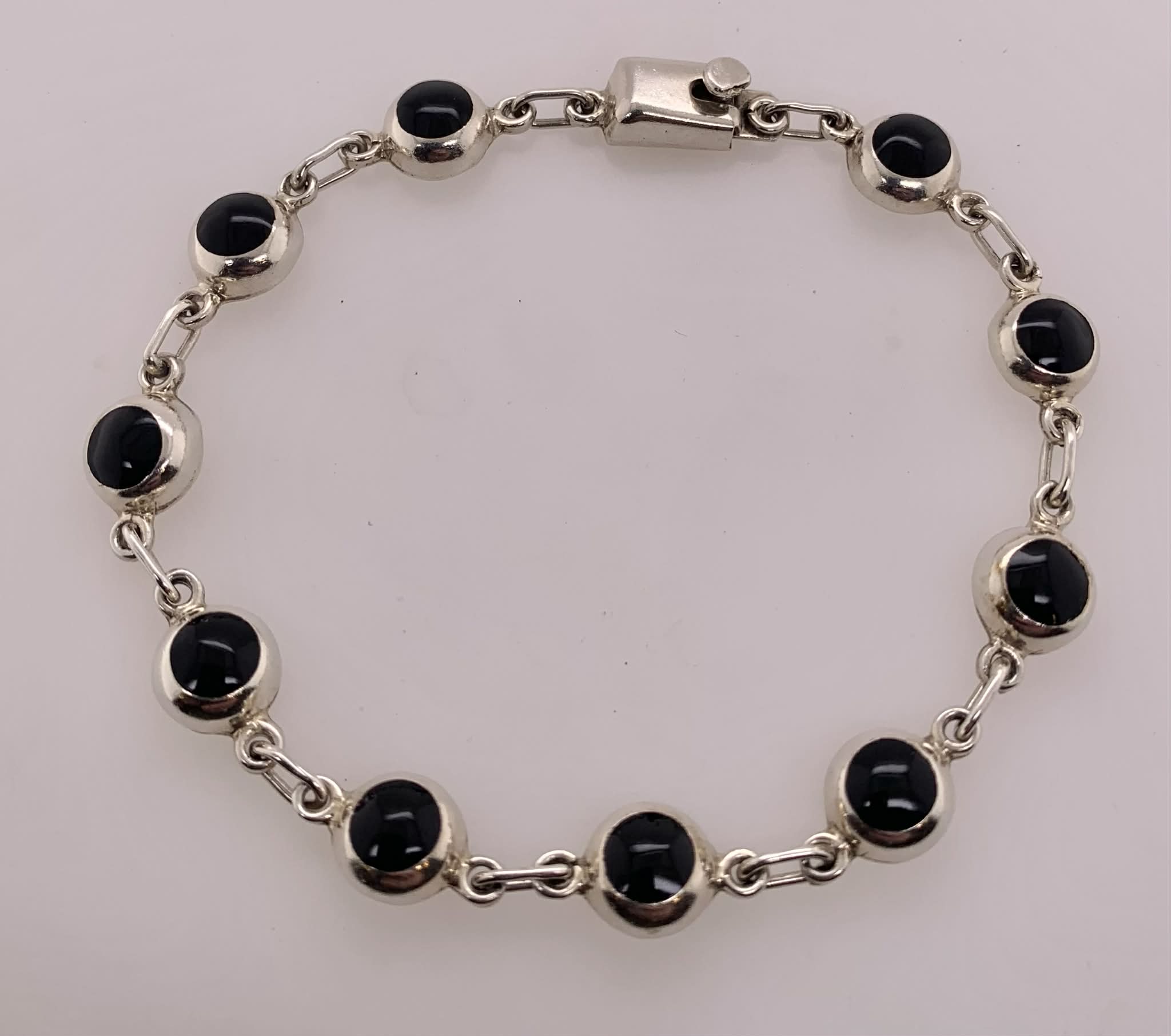 Sterling Polished Onyx Bracelet
