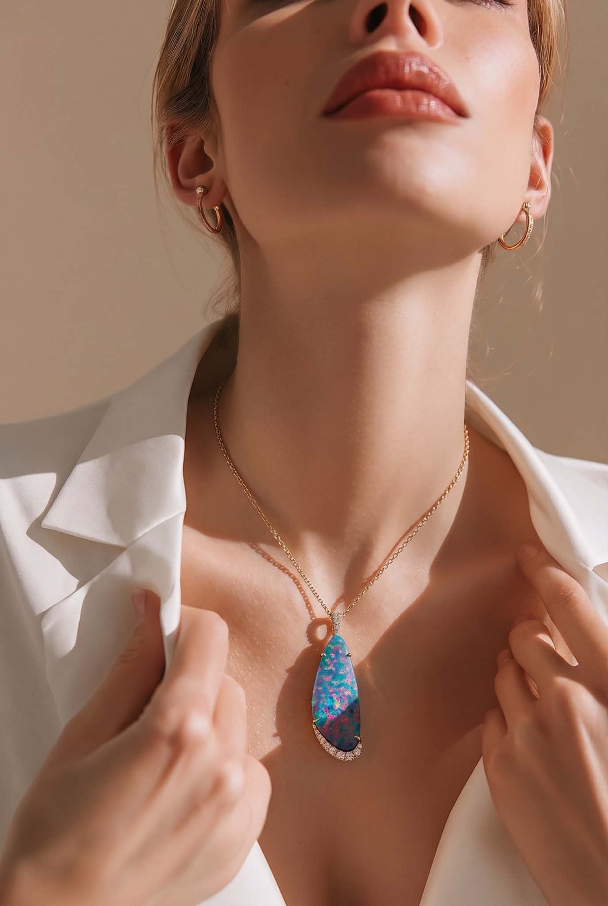 14K Opal & Diamond Pendant