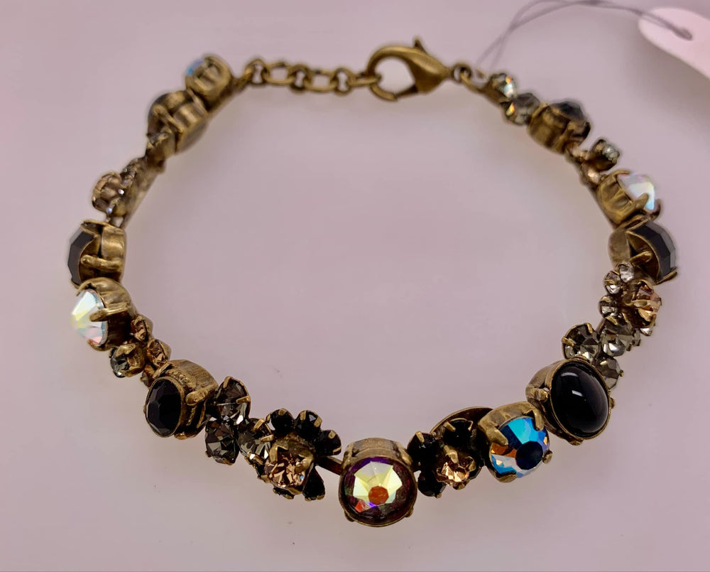 Multi-Cut Crystal and Cabochon Line Bracelet