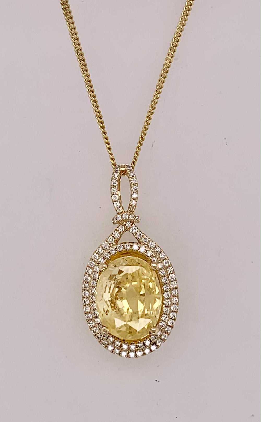 18K Gold Yellow Sapphire & Diamond Pendant