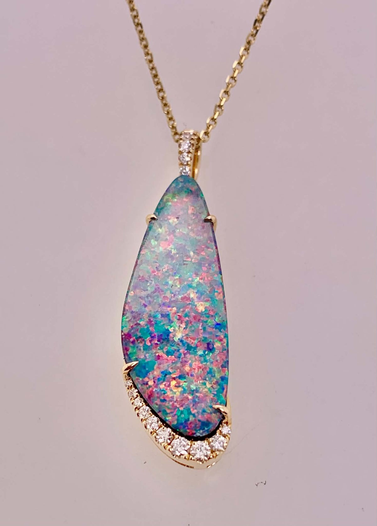 14K Opal & Diamond Pendant