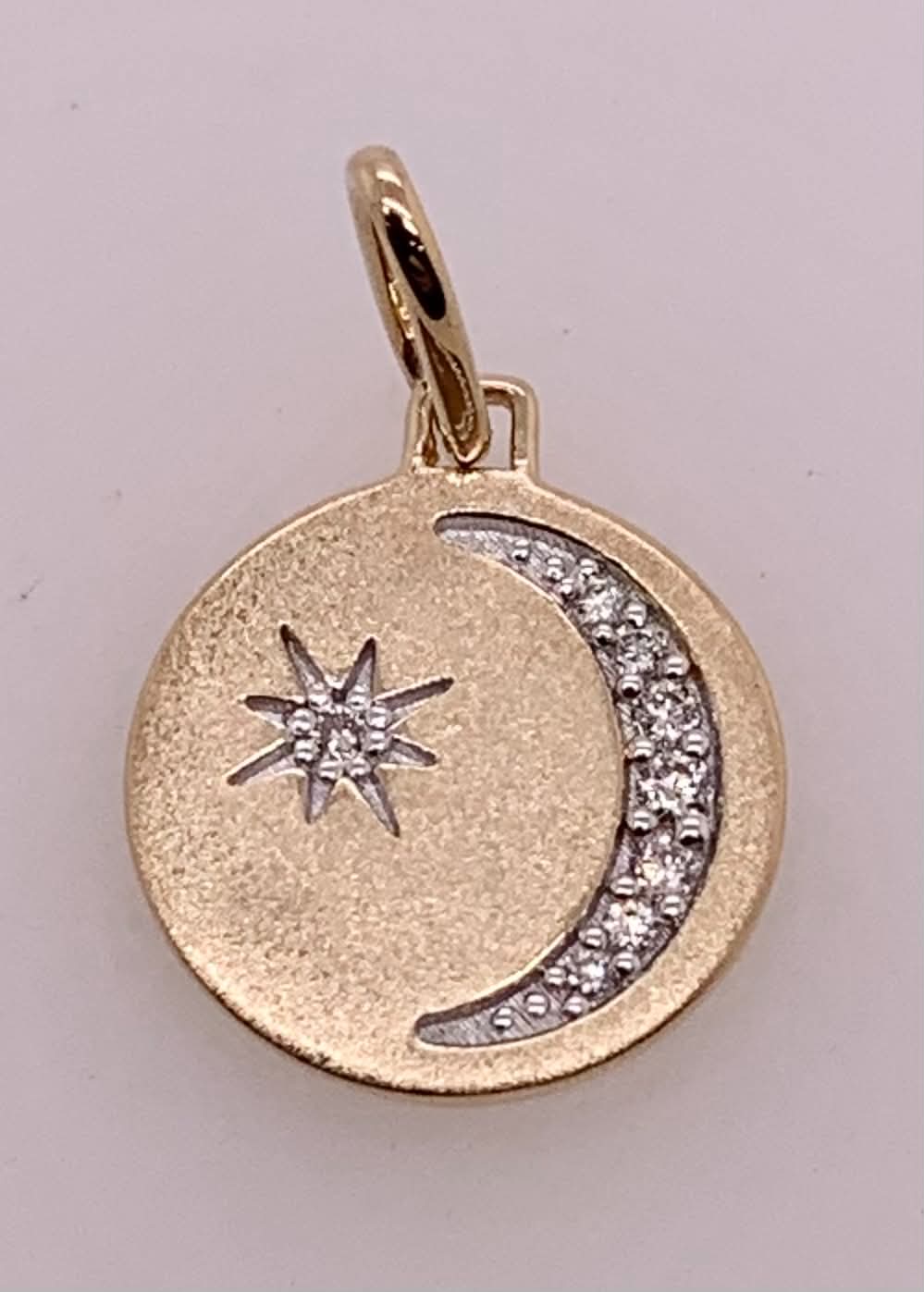 14K Moon/Star Diamond Pendant