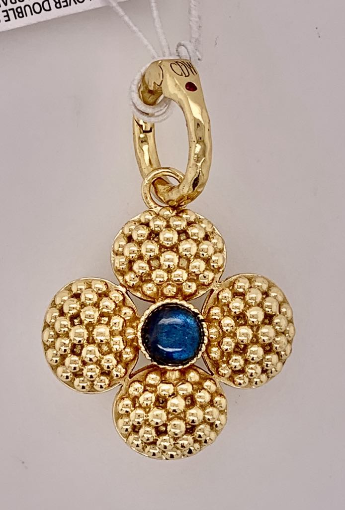 Berry Clover Double Sided Pendant - Blue Labradorite