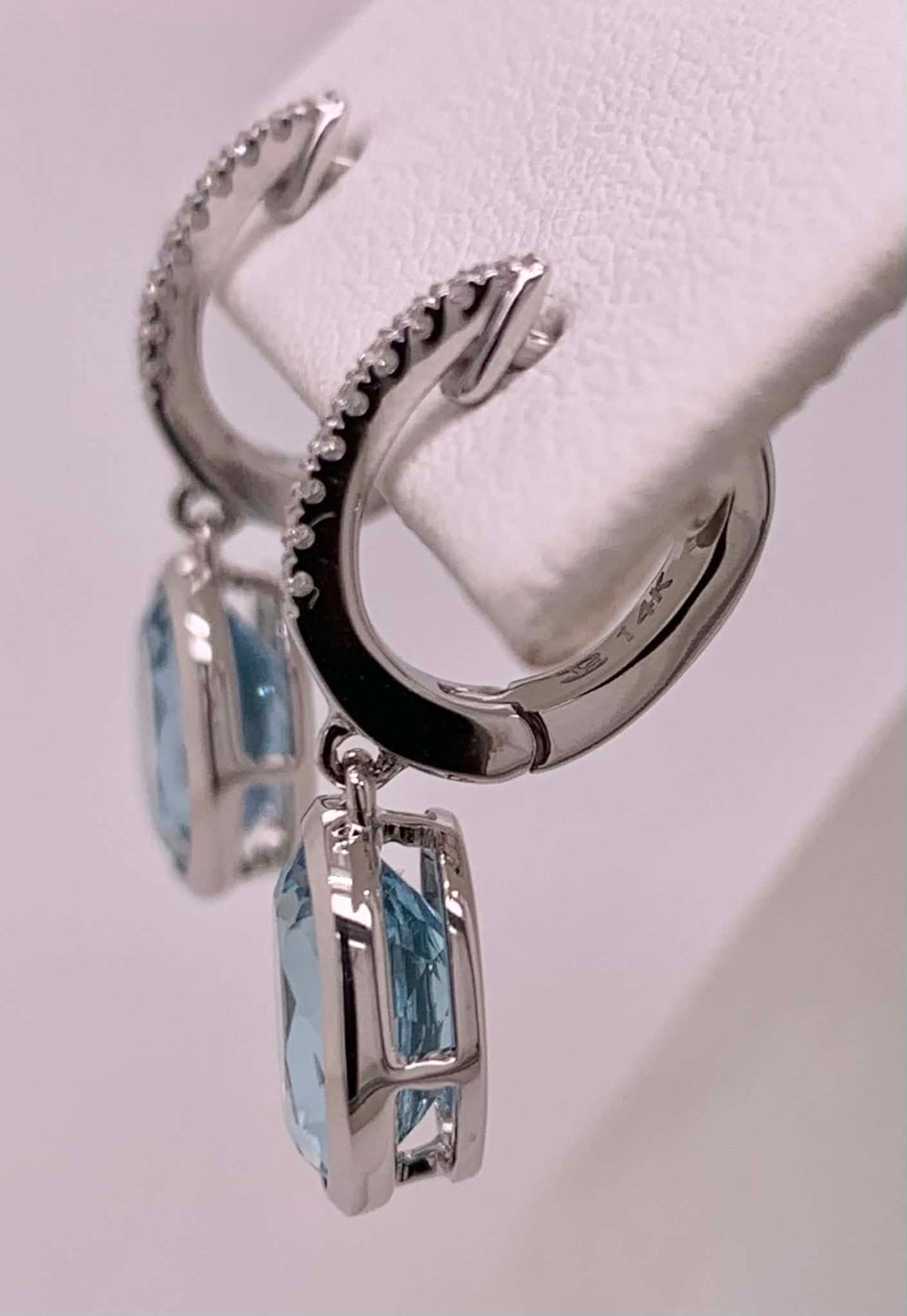 14K Aquamarine & Diamond Earrings