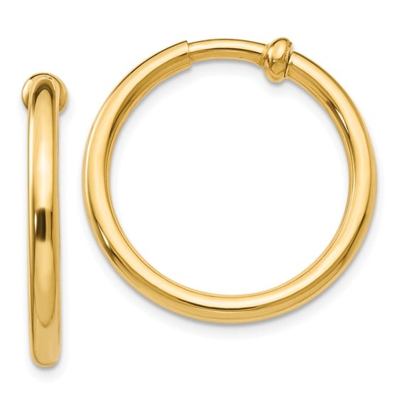 14K Non-Pierced Hoop Earrings