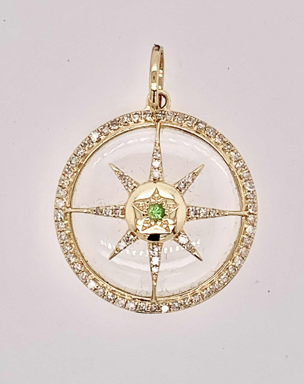 14K Tsavorite Garnet and Diamond Charm