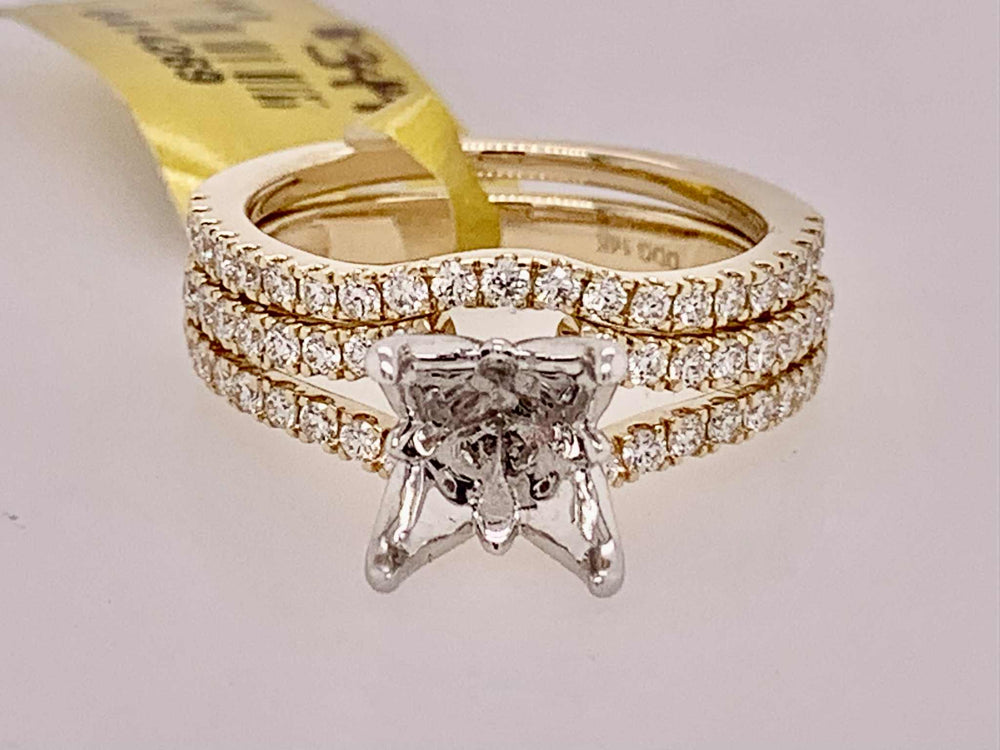 14K Two Tone Bridal Semi Mount Set