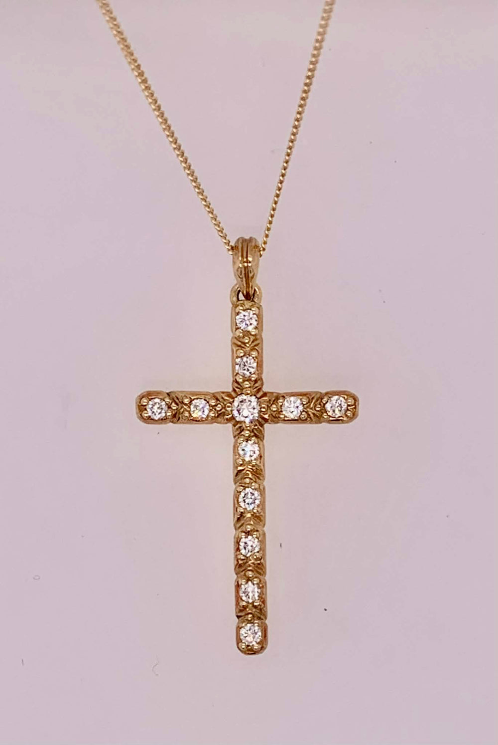 Estate 18K Gold Diamond Cross Pendant