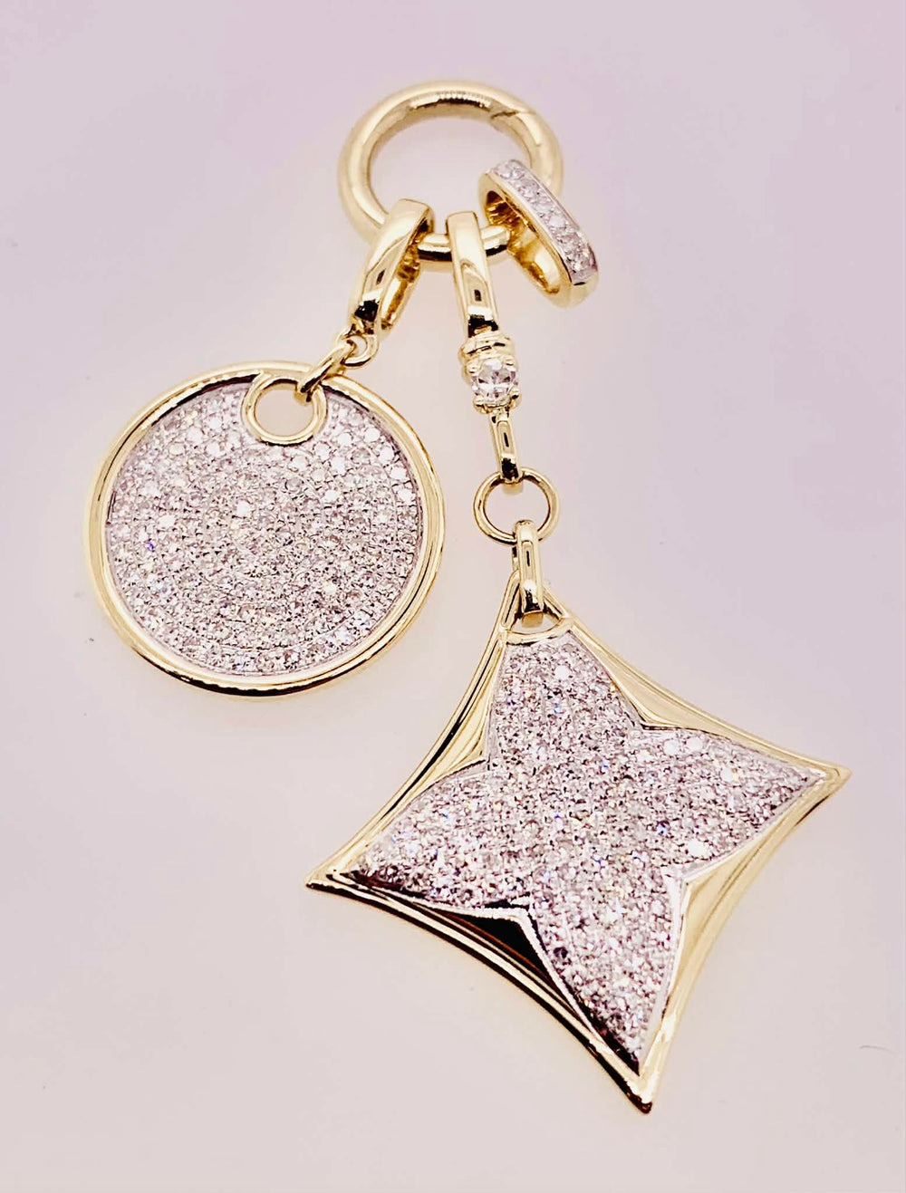 14K Gold Diamond Dangle Charm Set