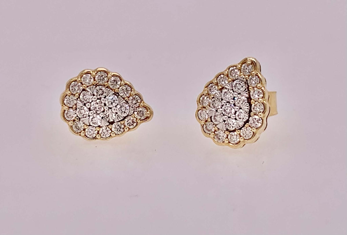 14K Teardrop Diamond Earrings