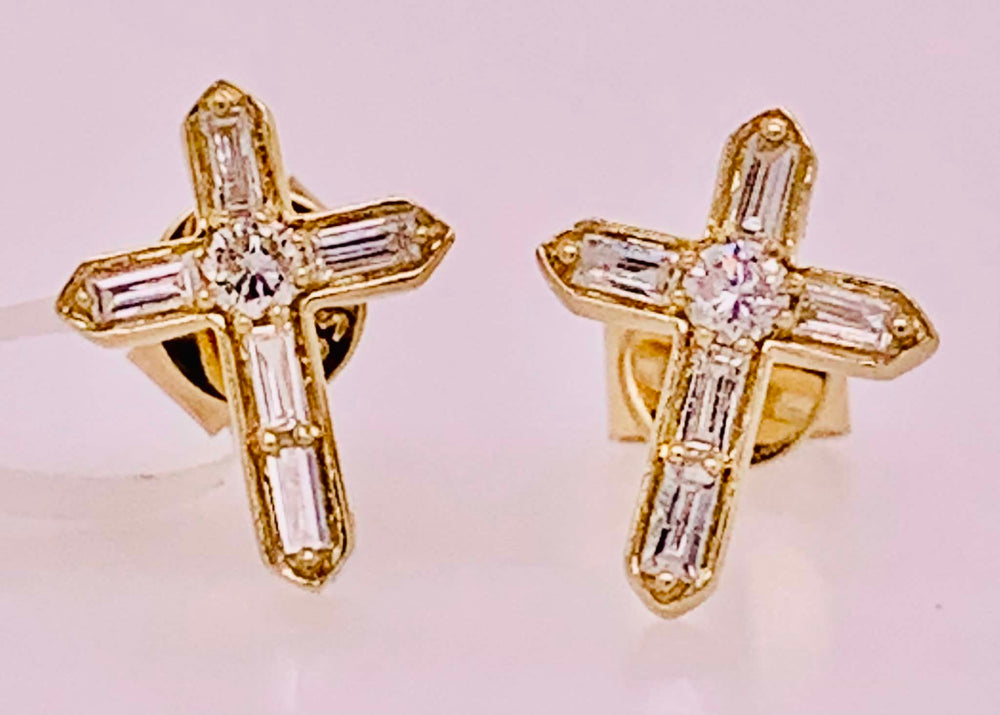 14K Diamond Cross Earrings
