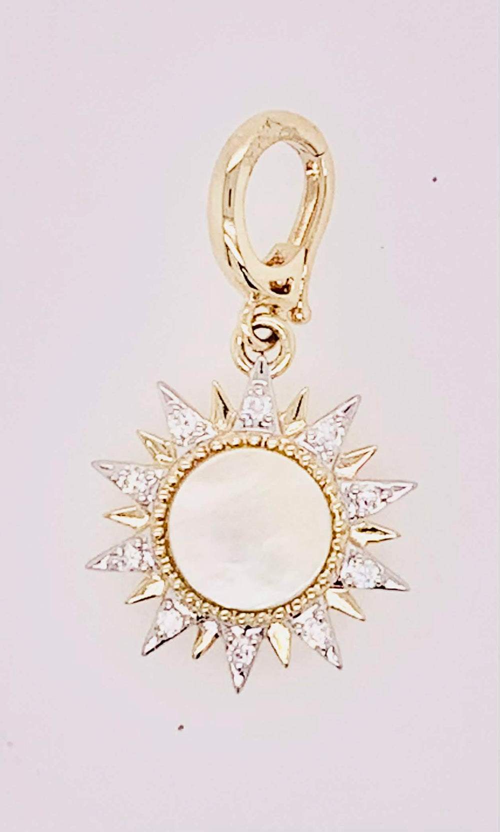 14K Gold Mother of Pearl & Diamond Sunburst Charm