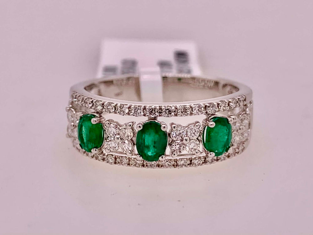 14K Emerald & Diamond Band