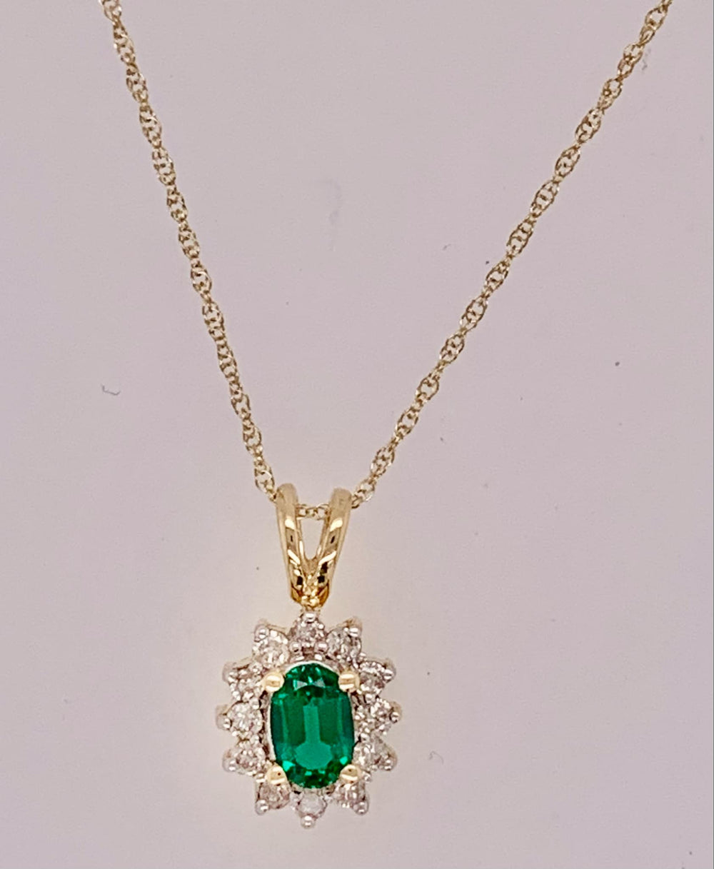 Estate Emerald & Diamond Pendant