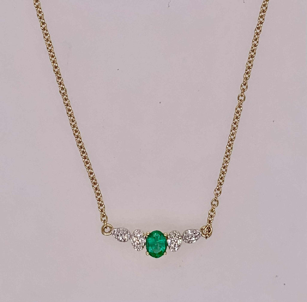 14K Emerald and Diamond Necklace