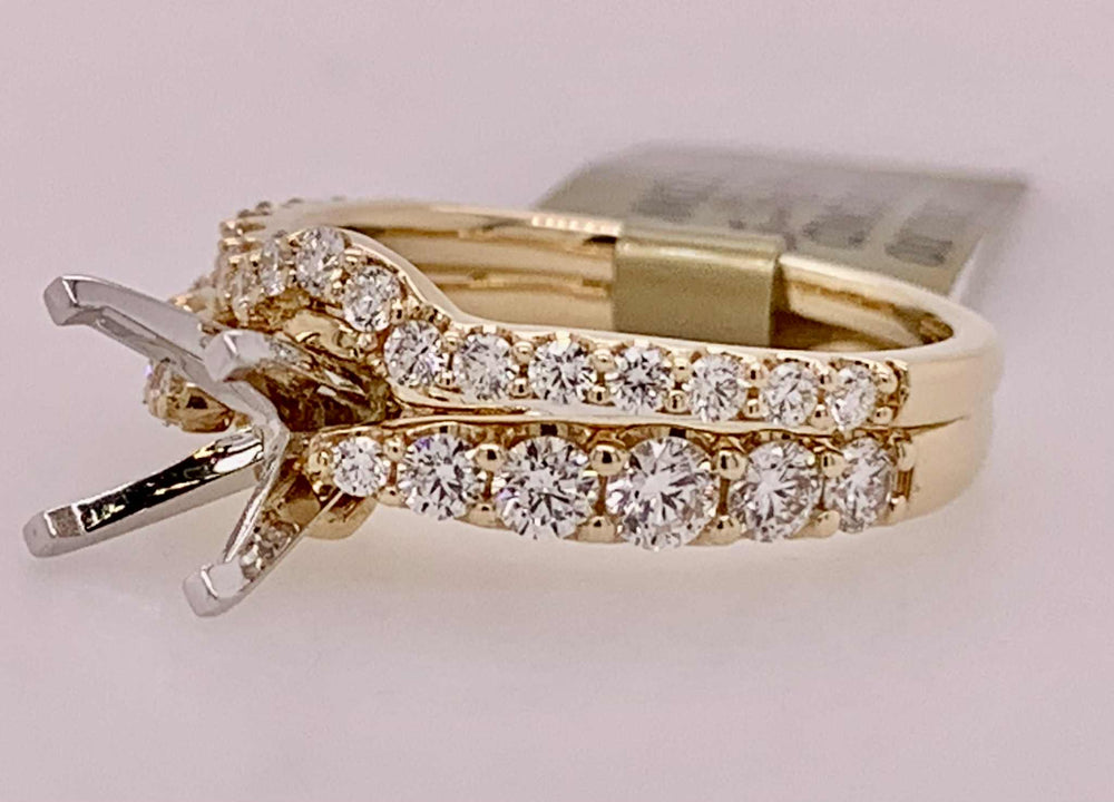 14K Two Tone Bridal Semi Mount Set