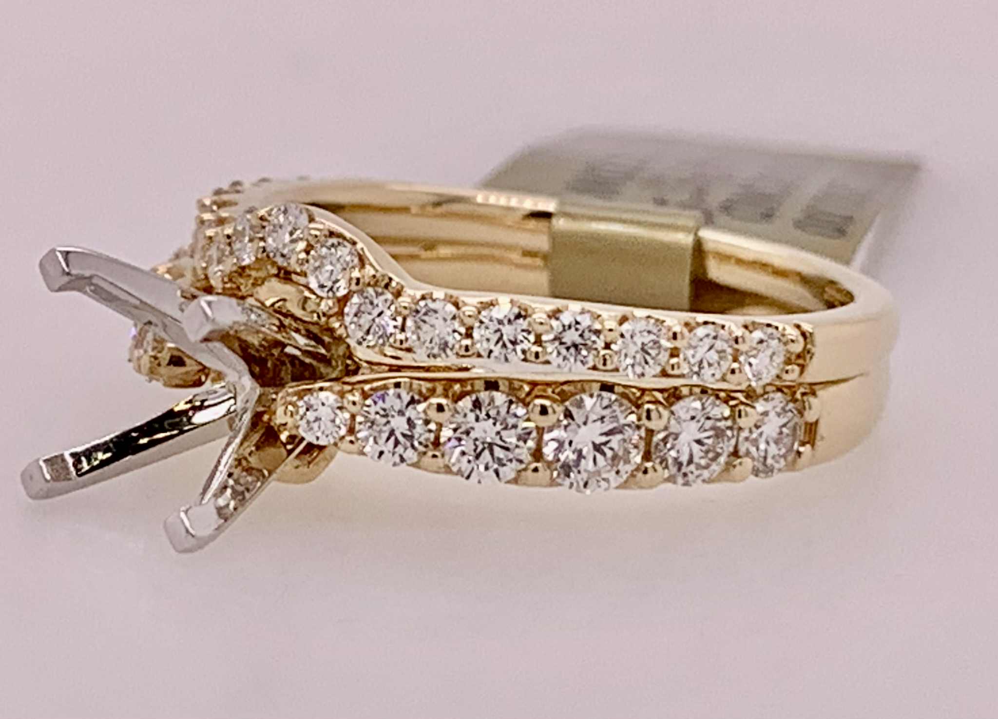 14K Two Tone Bridal Semi Mount Set