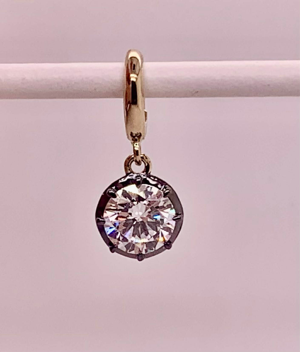 14K Round LAB Diamond Pendant/Charm