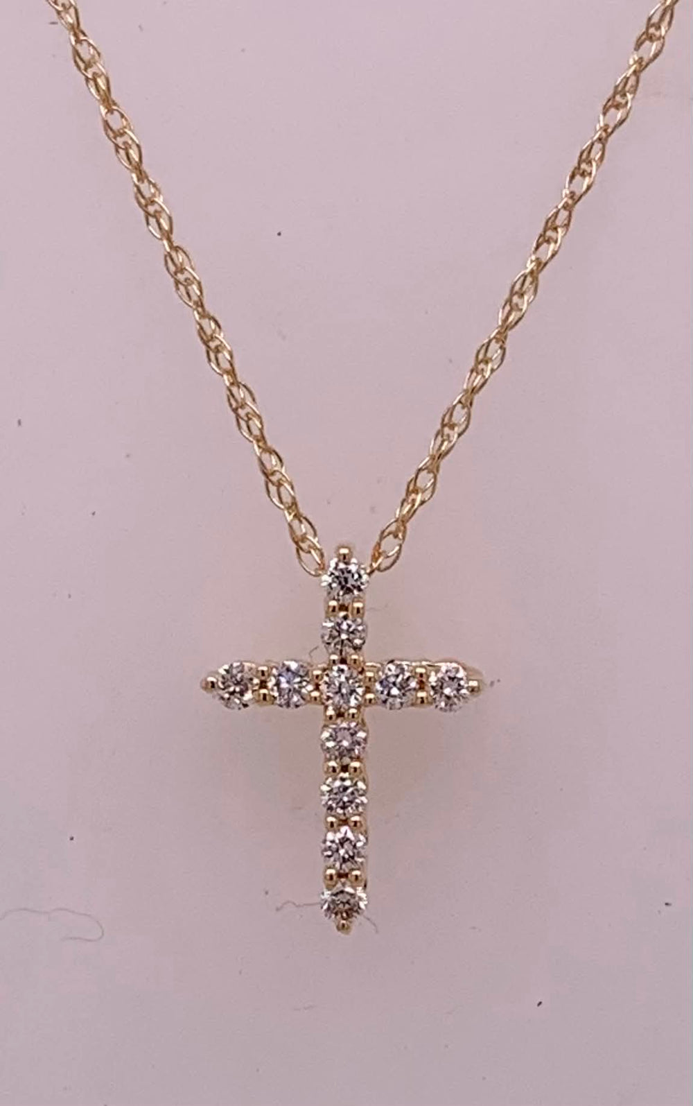 14K Small Diamond Cross Pendant